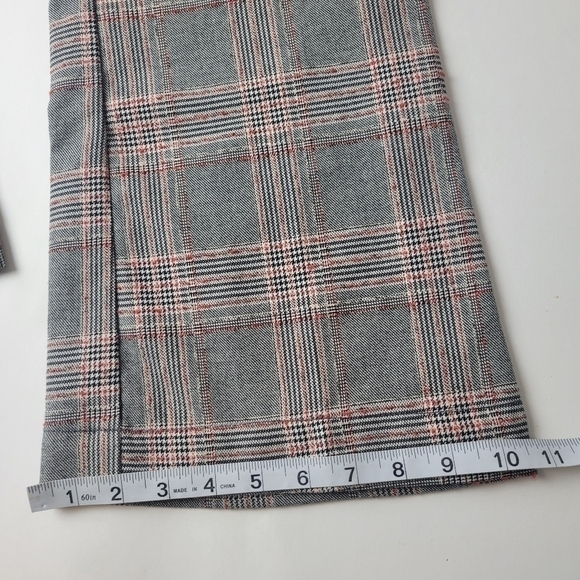 FREE People Plaid Boot Cut Pants Trousers Mid Rise Tartan Gray Red 4 NEW - Picture 13 of 14